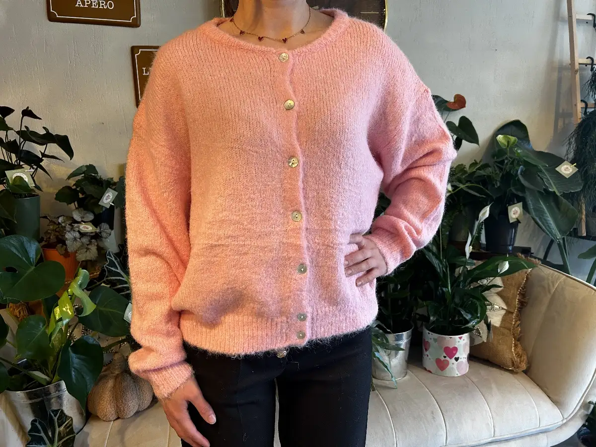 Cardigan rose poudré