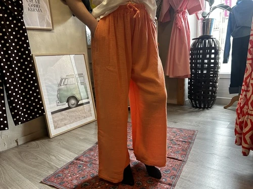 Pantalon fluide en gaz de coton