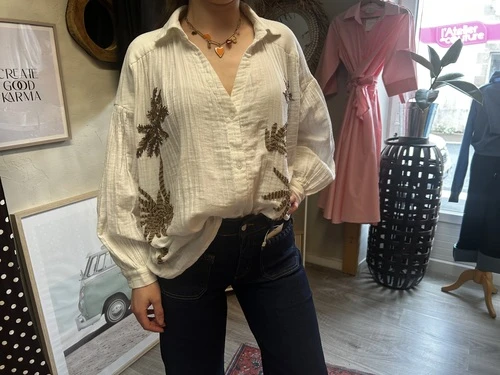 Chemise en gaz de coton perlé