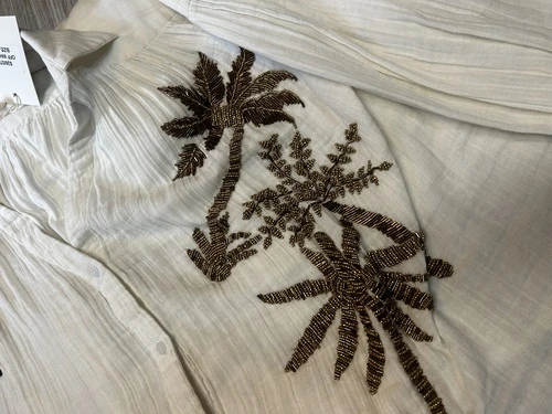 Chemise en gaz de coton perlé